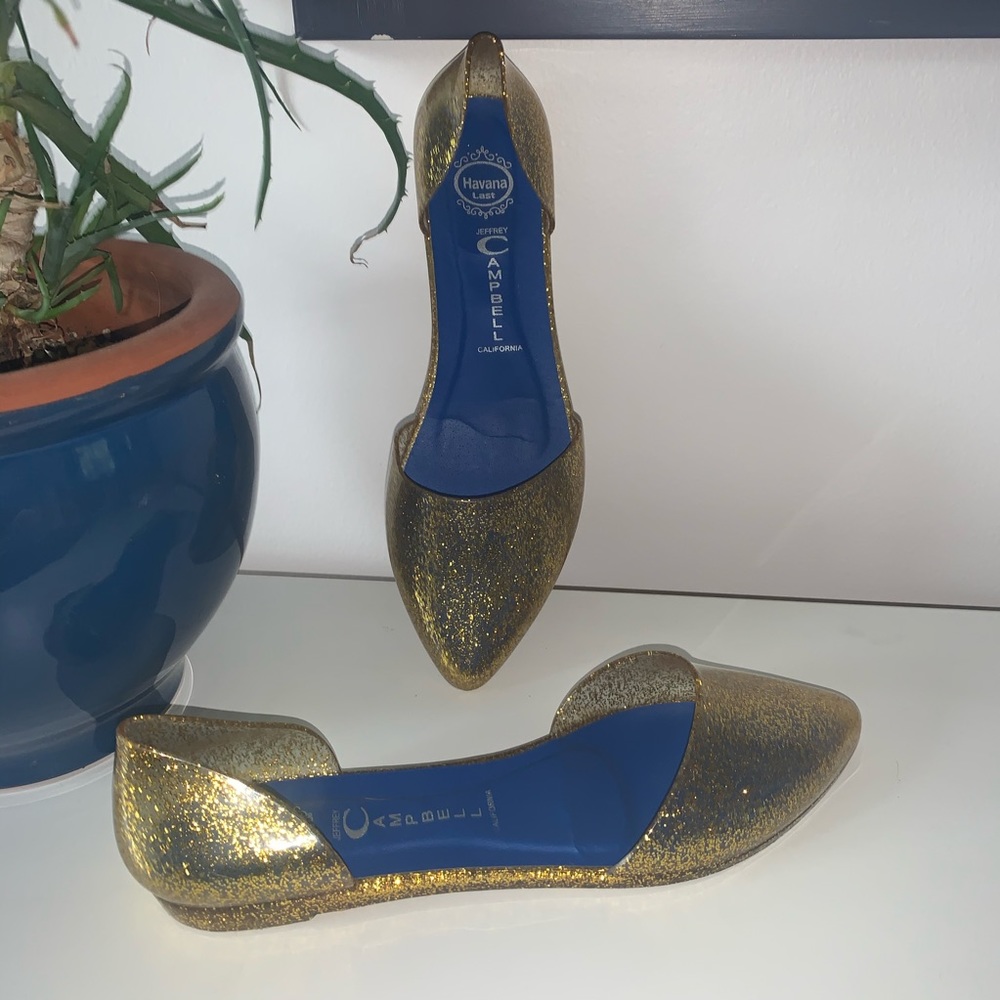 Gold Jeffrey Campbell Slide on Jelly Flats